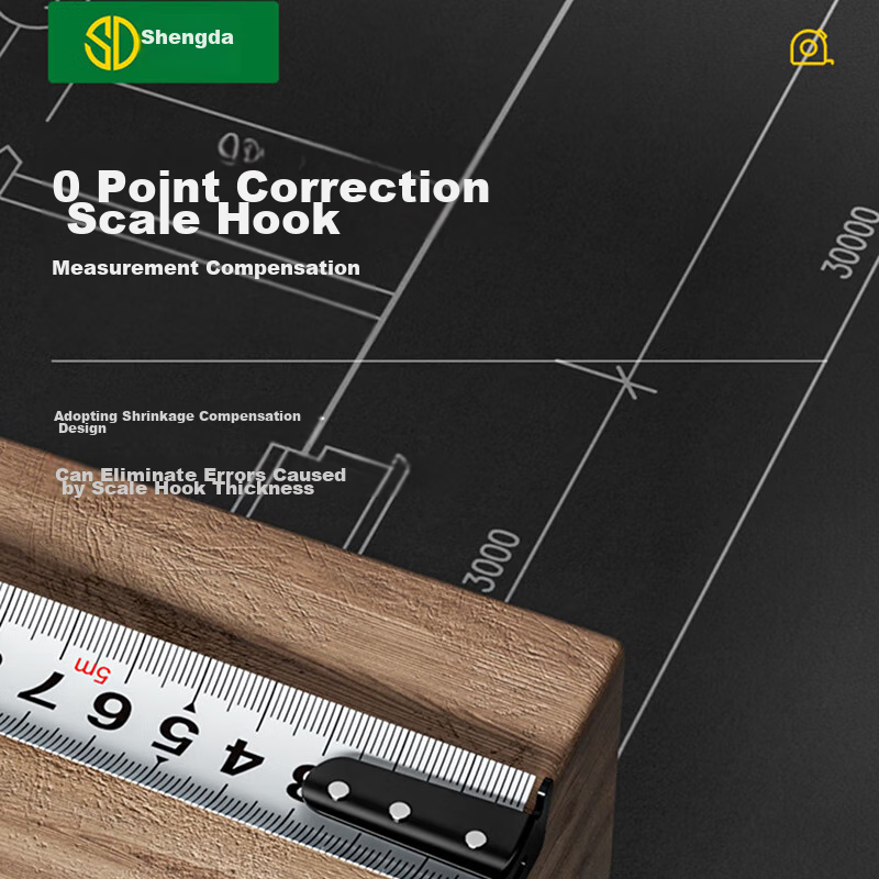 Shengda 5m Steel Tape Measure with High Precision, Thickened Rubberized Casing,...