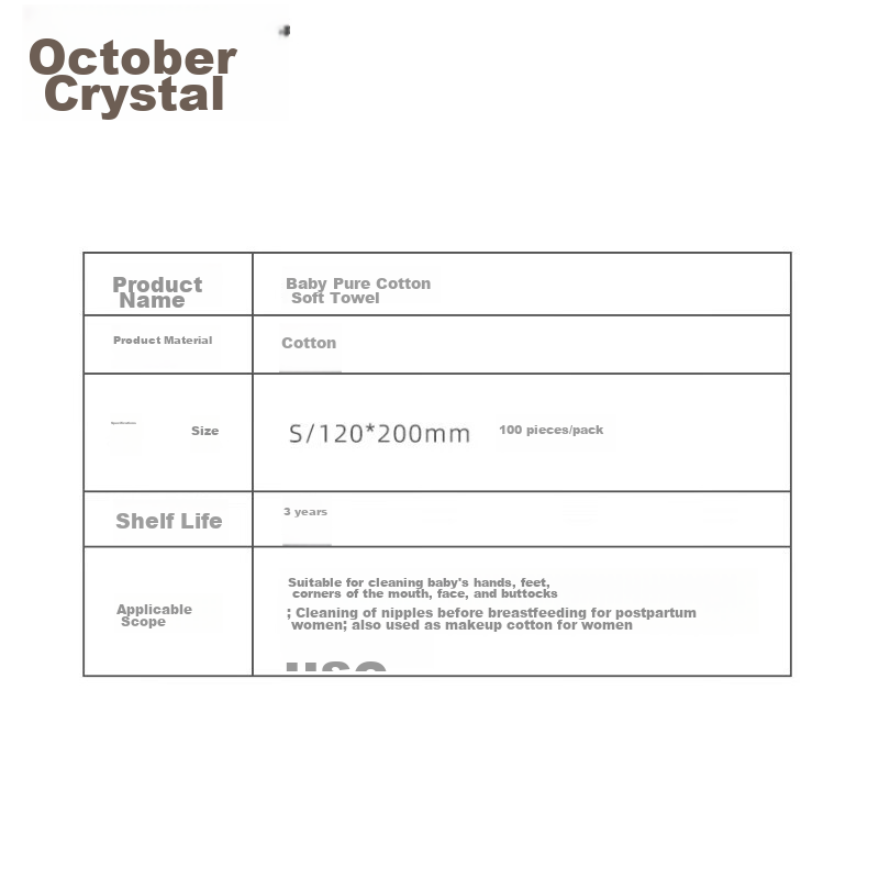 October Crystal Baby Soft Cotton Wipes, Dual-Use for Dry And Wet, Pure Cotton Pa...