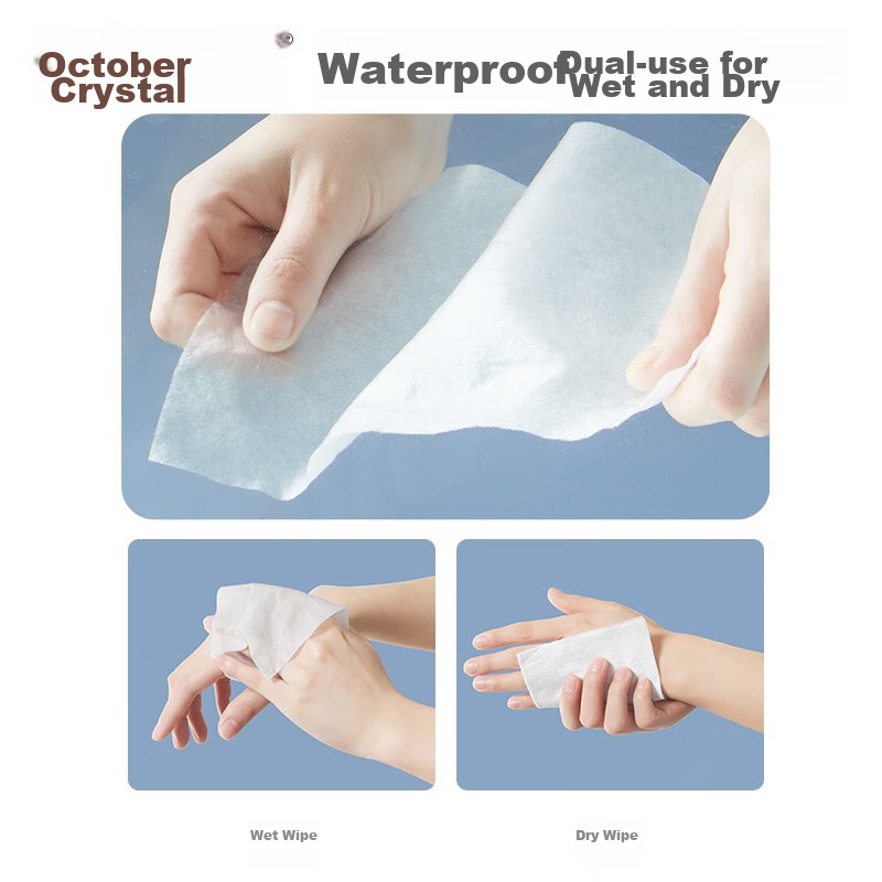 October Crystal Baby Soft Cotton Wipes, Dual-Use for Dry And Wet, Pure Cotton Pa...