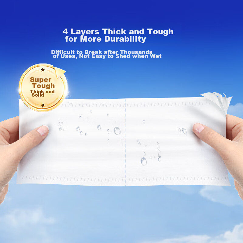 Vinda Core Roll Toilet Paper, Blue Classic 4-Ply 200g*10 Rolls, Thick And Strong...