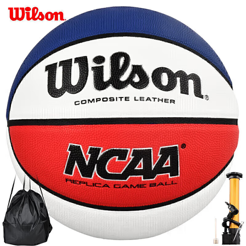 Wilson NCAA REPLICA Series No. 7 Basketball, PU Material, Indoor And Outdoor Use...