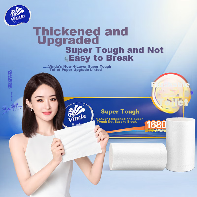 Vinda Coreless Toilet Paper, Extra Strong 4-Ply 140g*12 Rolls, Thicker Upgrade,...