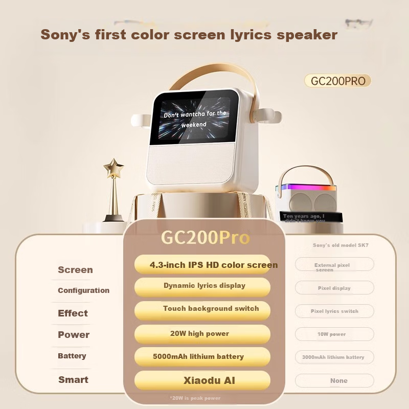 Soaiy GC200Pro Karaoke Microphone Speaker All-In Bluetooth Speaker for Home KTV,...