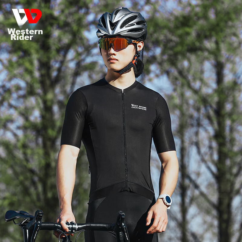 Xiqizhe Summer Cycling Jersey Short-Sleeve Top, Black, XL