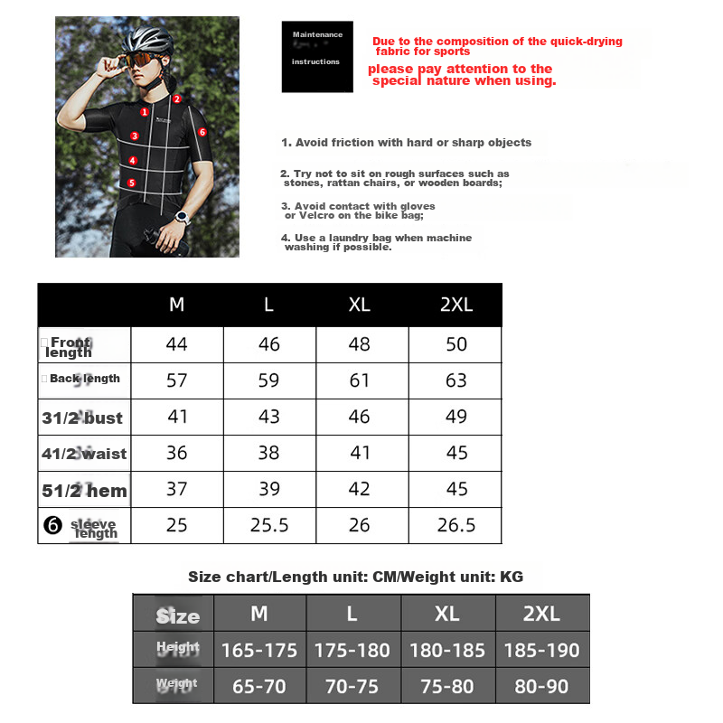 Xiqizhe Summer Cycling Jersey Short-Sleeve Top, Black, XL