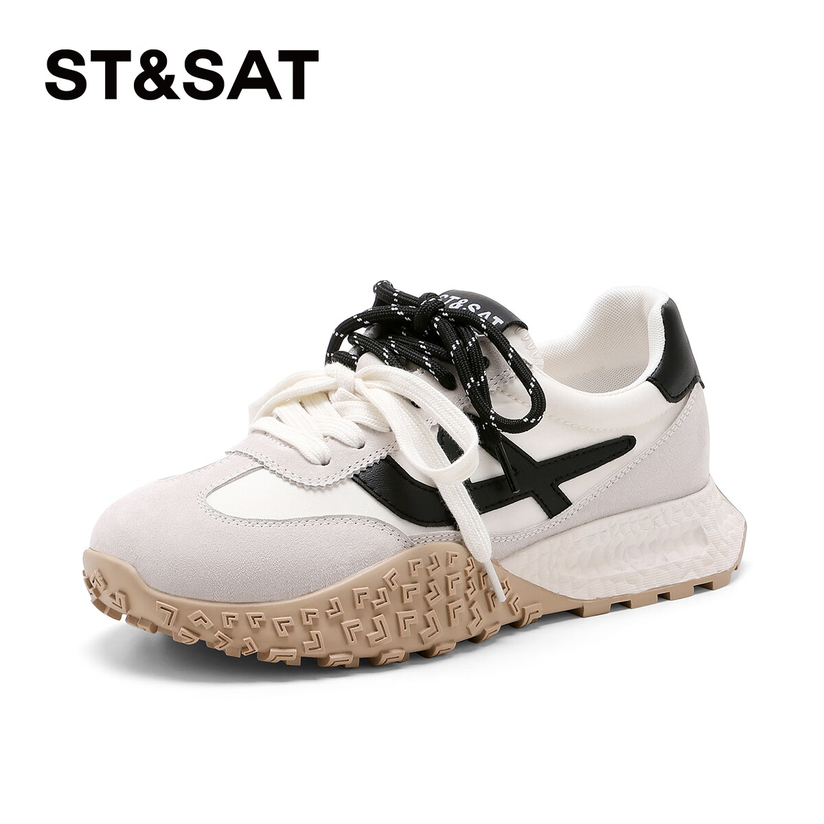 ST&SAT Women's Shoes Agan Shoes 2025 Spring New Thick-soled Versatile Casual Spo...