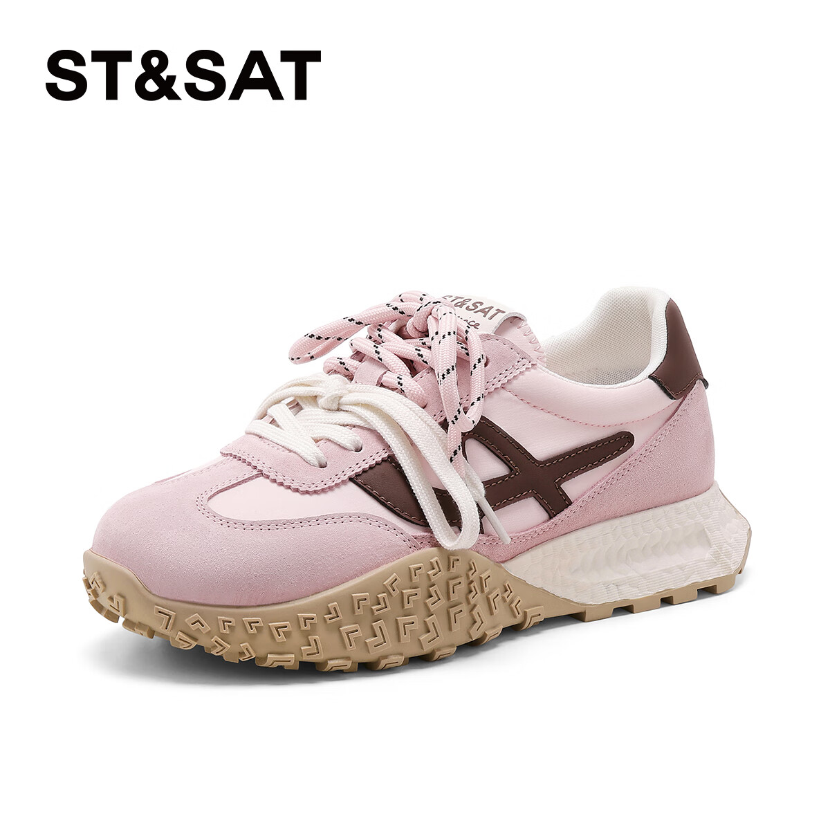 ST&SAT Women's Shoes Agan Shoes 2025 Spring New Thick-soled Versatile Casual Spo...