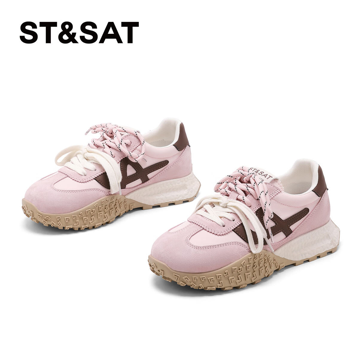 ST&SAT Women's Shoes Agan Shoes 2025 Spring New Thick-soled Versatile Casual Spo...