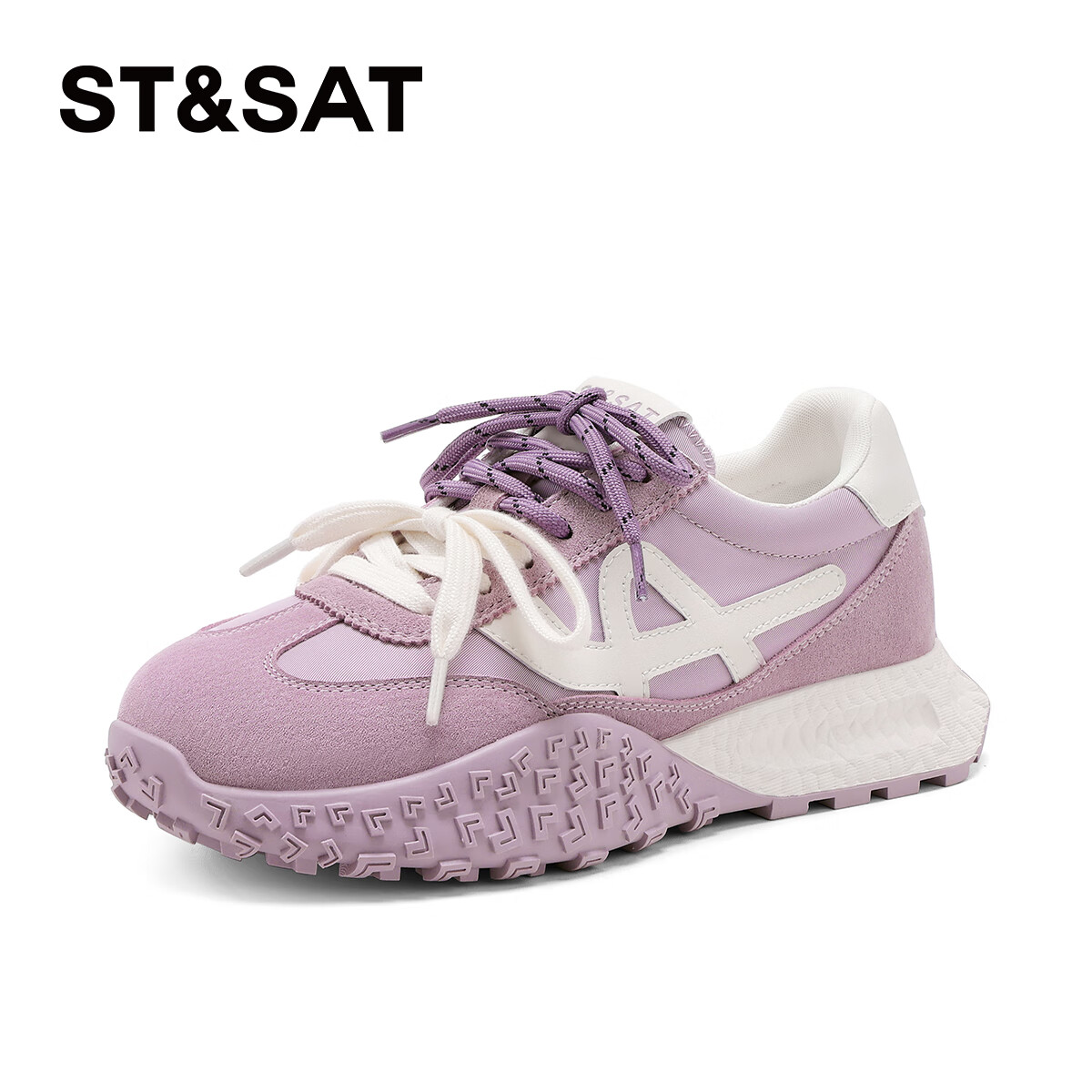 ST&SAT Women's Shoes Agan Shoes 2025 Spring New Thick-soled Versatile Casual Spo...