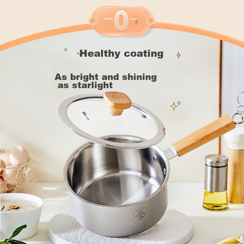 BEAREWAN Milk Pot, 316L Stainless Steel Baby Food Pot, Small Milk Pot, Thickened...
