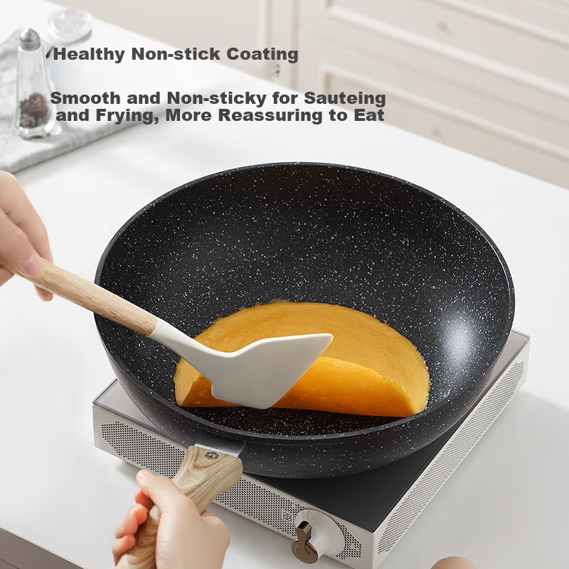 Jingzao Wok, Deep Maifan Stone Color Non-Stick Pan, Multi-Purpose Cooking Pan fo...