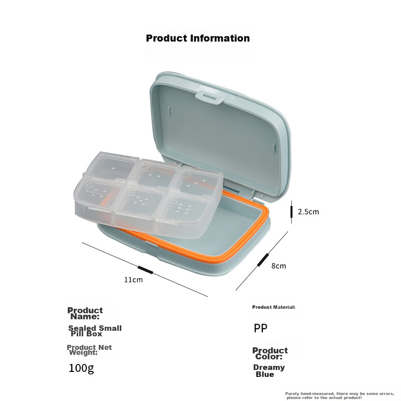 Vilscijon Portable Pill Box for Weekly Travel, Compact Large-Capacity Sealed Mul...