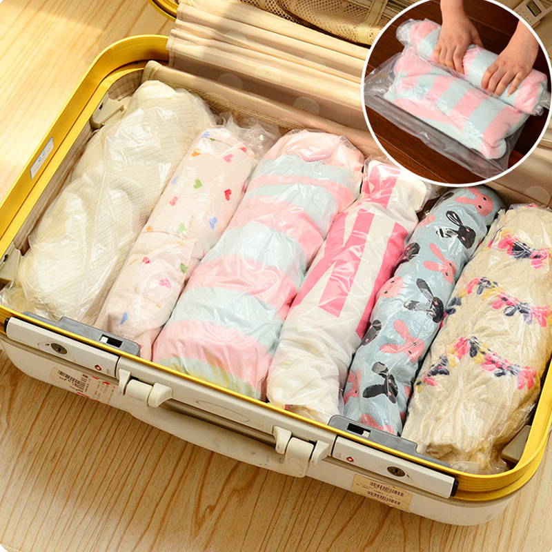 Xinqin Hand-Rolled Vacuum Travel Compression Bags, No Pumping Required, Waterpro...