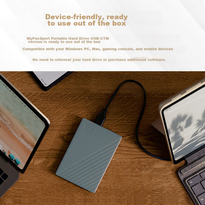 Western Digital (WD) 2TB Portable Hard Drive, Compatible with Type-C, My Passpor...