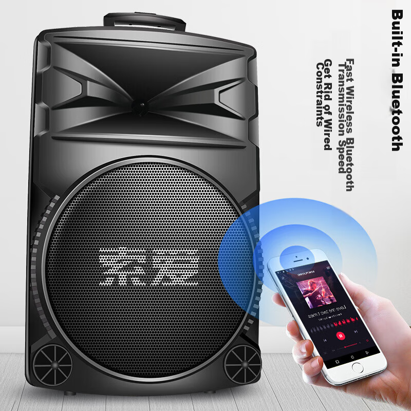 Soaiy 12-Inch Square Dance Speaker, High-Power Portable Outdoor Subwoofer, Bluet...