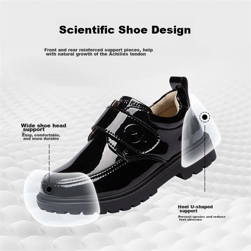 Yierkang Children's Leather Shoes for Boys, Autumn Black Performance Shoes, Shin...