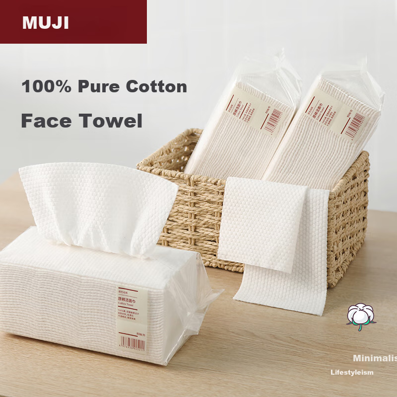 MUJI Disposable Face Towels, Pure Cotton, 3 Packs * 80 Sheets, Home And Travel P...