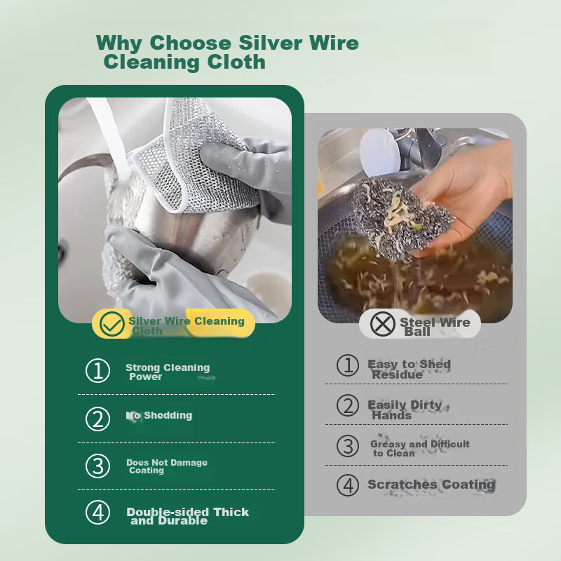 One Set of 3-Layer Thickened Large Steel Wire Cleaning Cloths, Non-Stick Oil, Ki...