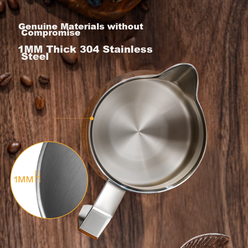 Jingzao, Pointed Mouth Slanted Spout Latte Art Cup, 304 Stainless Steel Thickene...