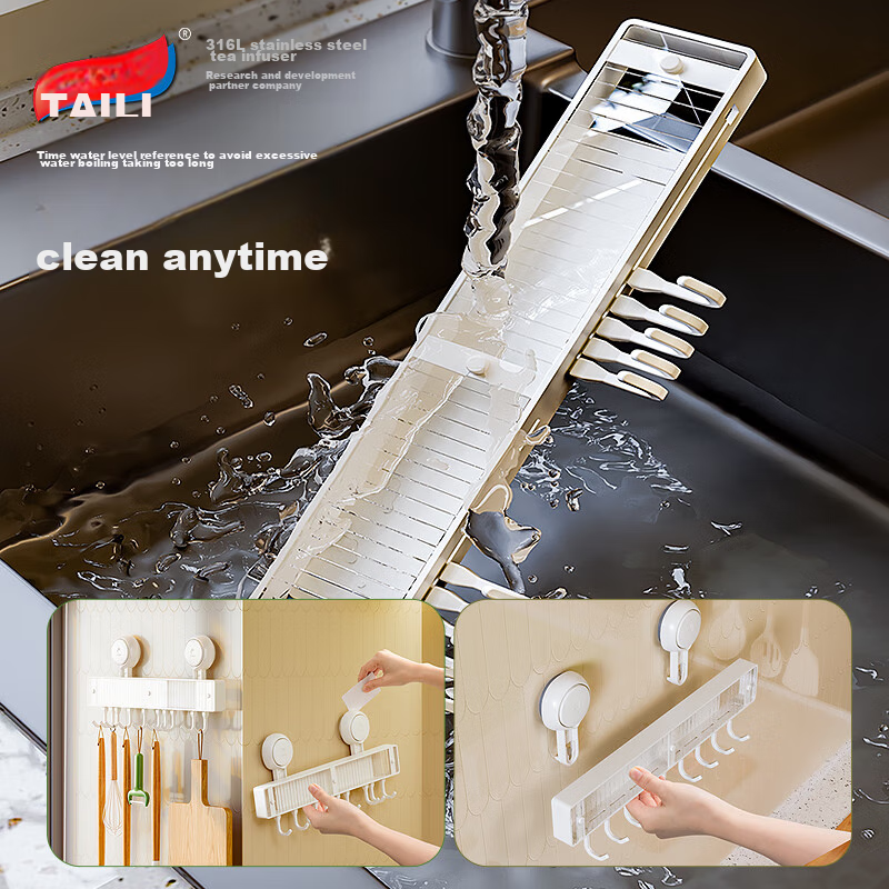 Taili Suction Cup Kitchen Hooks Storage Rack, Wall-Mounted Suction Cup Hooks, No...