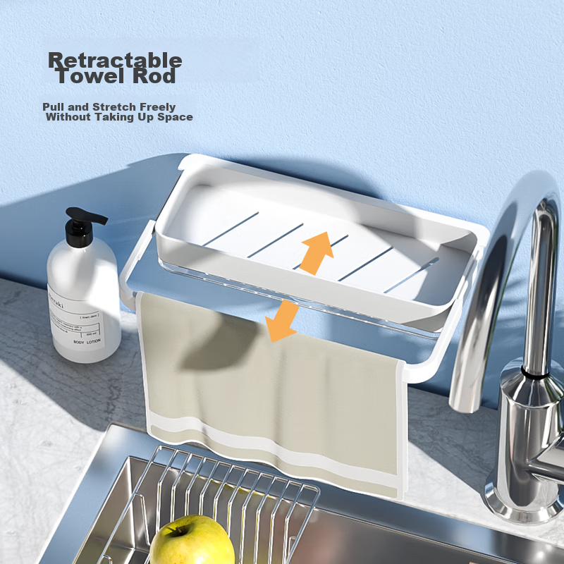 Jingzao, No-Drill Multifunctional Storage Rack, Bathroom Sink Wall Towel Bar, Cl...