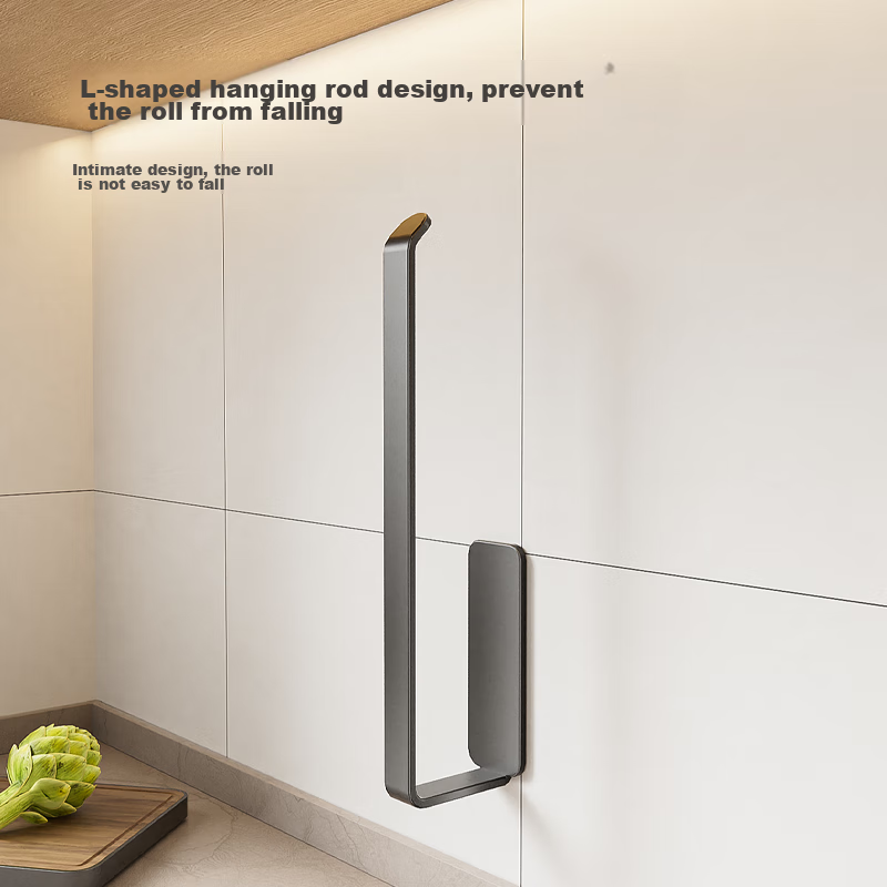 Jingzao Kitchen Storage Rack, No-Drill Wall-Mounted Paper Towel Holder with Hook...