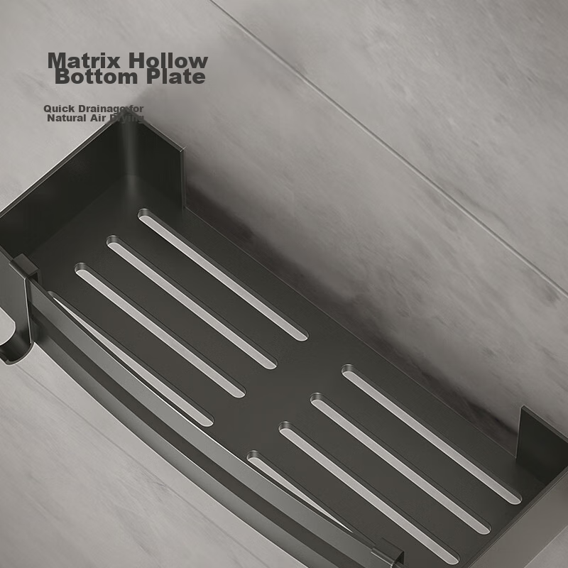 Jingzao Space Aluminum Square Basket, No-Drill Bathroom Storage Rack, Wall-Mount...