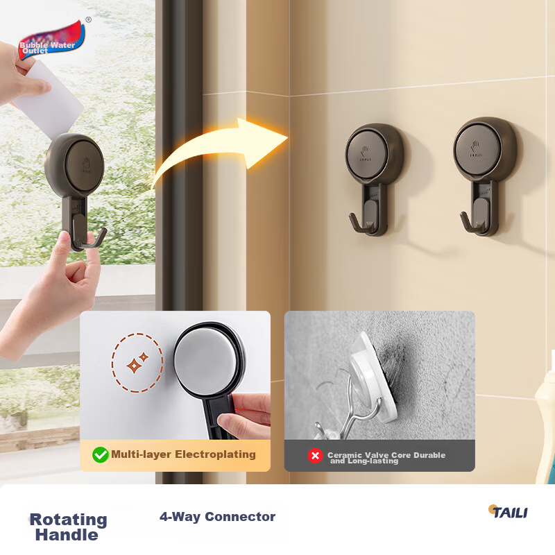 Taili Hook Kitchen Storage Rack, No Drilling Required, Strong Vacuum Adhesive Ho...