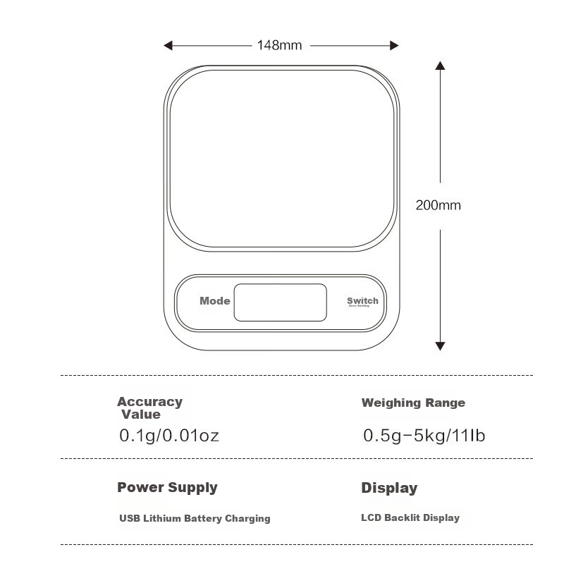 Xiangshan Waterproof Kitchen Scale, Electronic Platform Scale, High Precision 0....