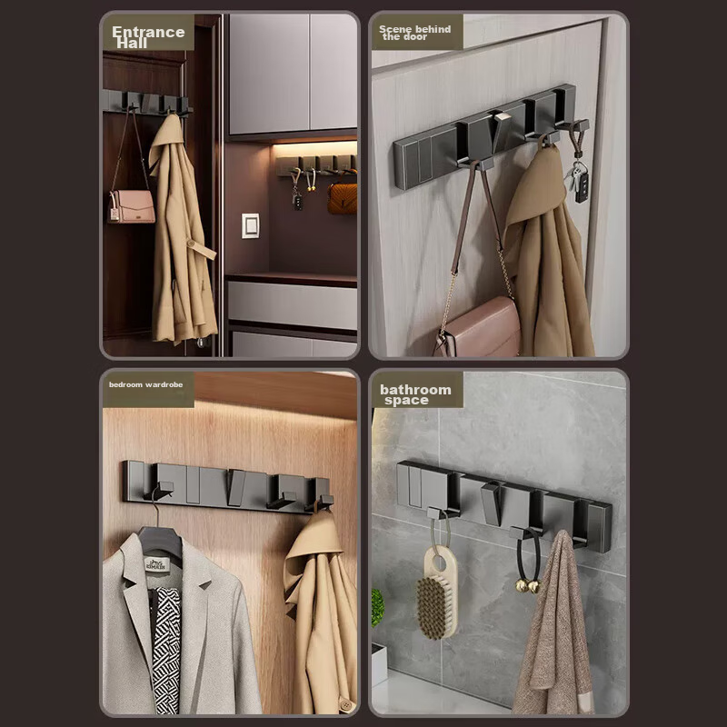 Jiadu No-Drill Invisible Door Back Hooks, Bathroom Wall-Mounted Coat Rack, Entry...