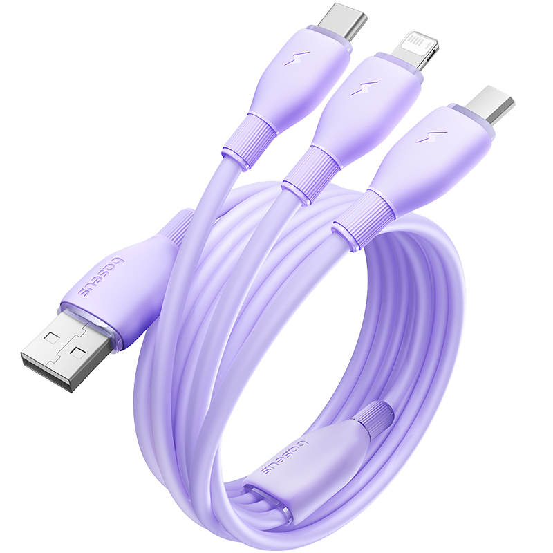 Baseus 3-In Charging Cable, 3.5A Data Cable, Multi-Function Apple 16/15 Type-C A...