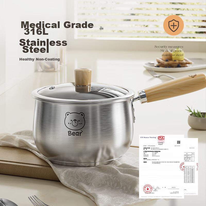 Suncha 316L Stainless Steel Small Milk Pot, Baby Food Pot, Soup Pot, Noodle Pot,...