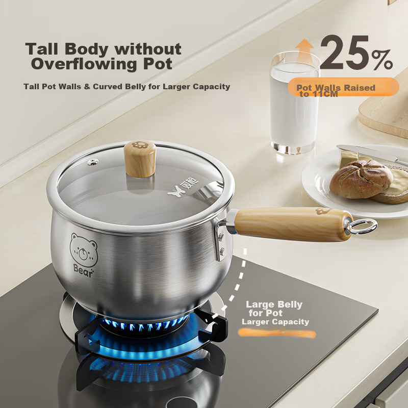 Suncha 316L Stainless Steel Small Milk Pot, Baby Food Pot, Soup Pot, Noodle Pot,...