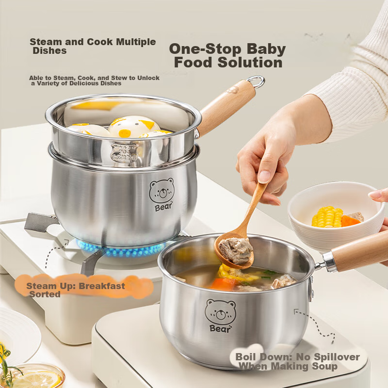 Suncha 316L Stainless Steel Small Milk Pot, Baby Food Pot, Soup Pot, Noodle Pot,...