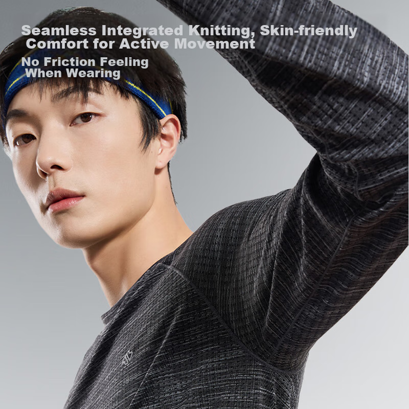 Jingzao Seamless Anti-Chafing Sports T-Shirt for Men, Quick-Dry Breathable Runni...