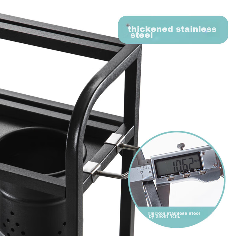 Maxcook Kitchen Storage Rack, Black Stainless Steel Two-Tier Knife Holder, Spice...