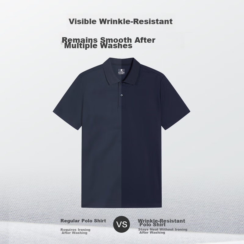 Jingzao [Liquid Ammonia Wrinkle-Free No-Iron] Polo Shirt, Men's Short-Sleeve T-S...