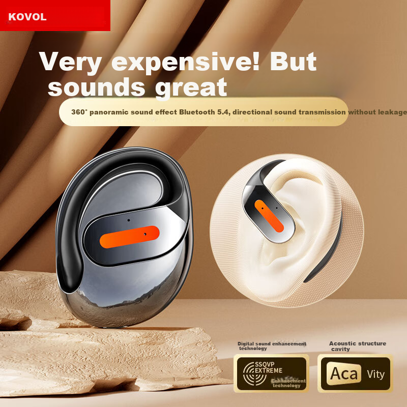 KOVOL Bluetooth Earhook Earphones with Bone Conduction Concept, True Wireless Ea...