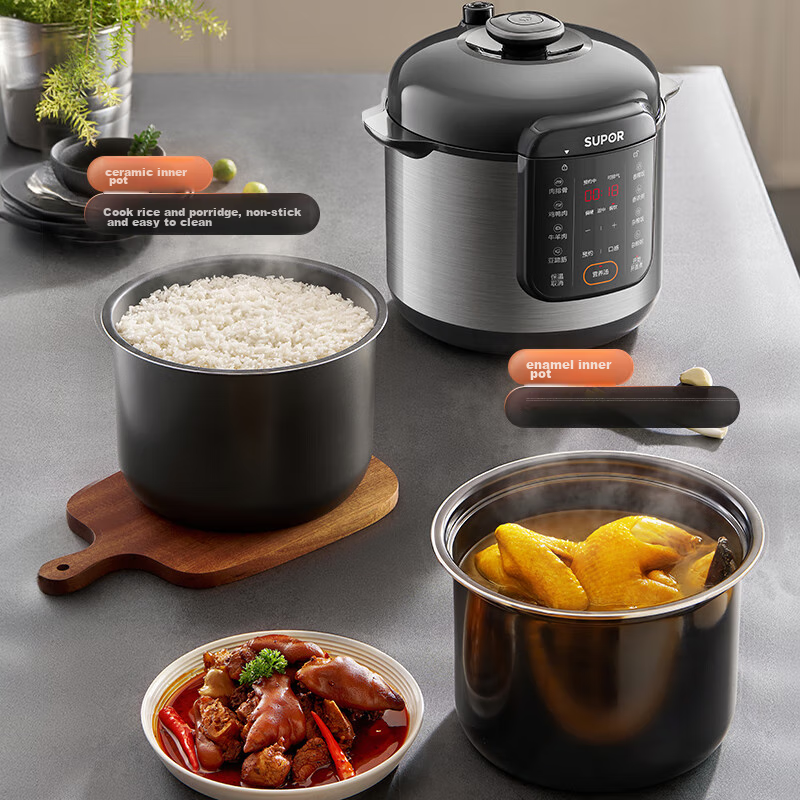 SUPOR [National Subsidy] Electric Pressure Cooker 6L Dual Inner Pot with Steamer...