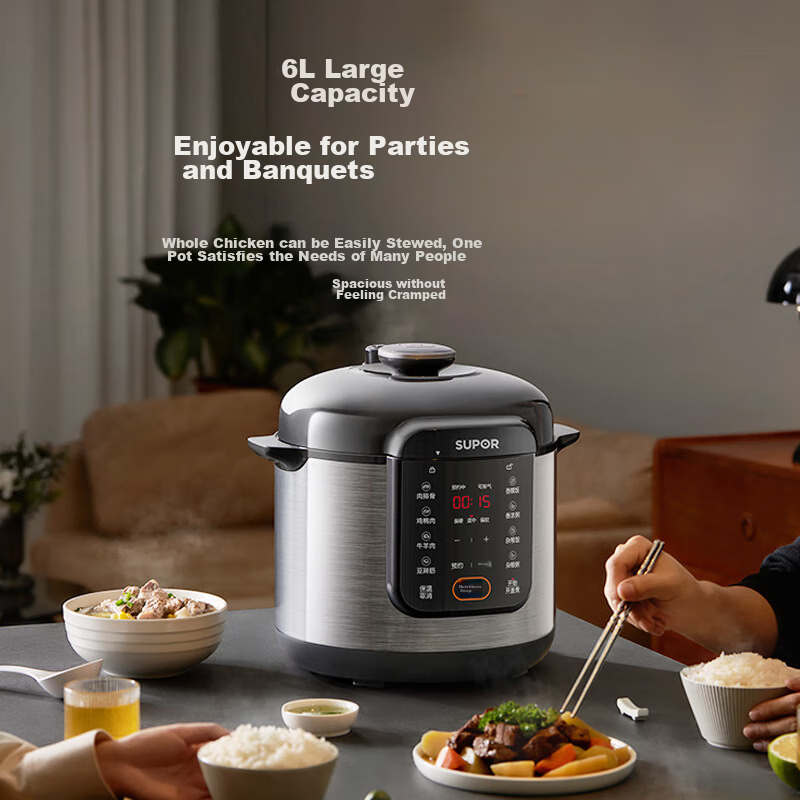 SUPOR [National Subsidy] Electric Pressure Cooker 6L Dual Inner Pot with Steamer...