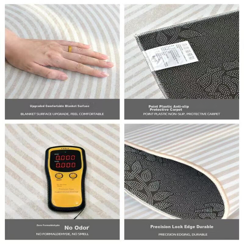 Mengting Crystal Velvet Living Room Carpet, Skin-Friendly Comfortable Dirt-Resis...