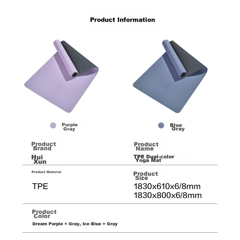Huixun Fitness Mat, Yoga Mat, Non-Slip Portable Exercise Mat, TPE Thickened Chil...