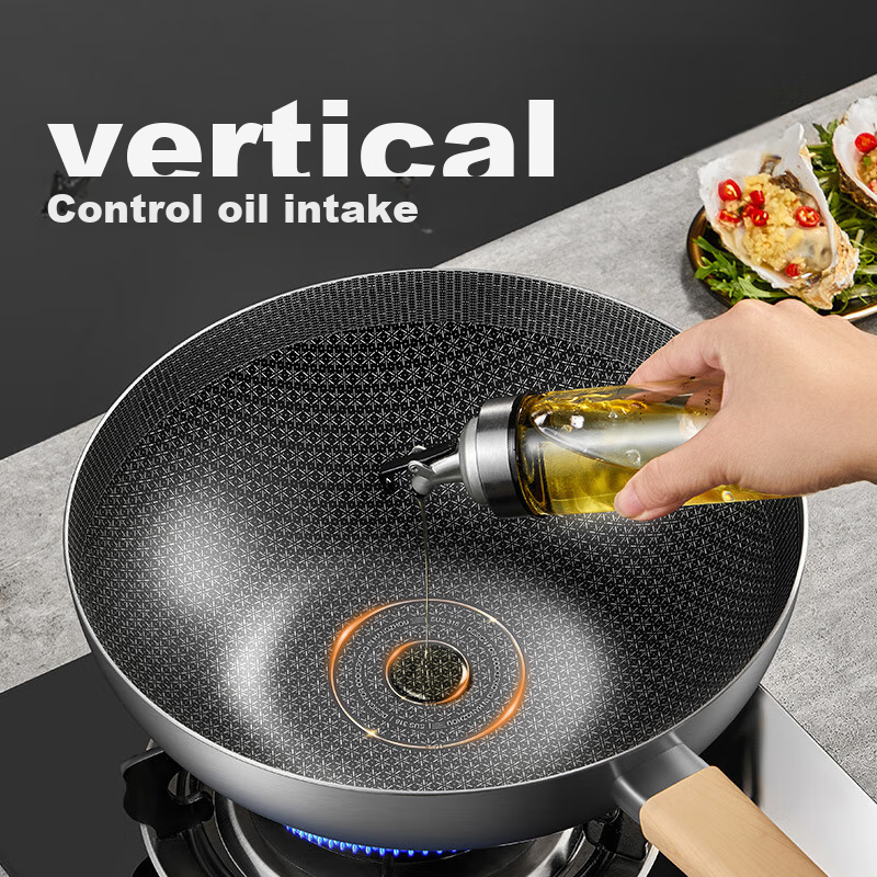 Chuidahuang 316 Stainless Steel Wok 30cm Non-Stick Flat Bottom Frying Pan Compat...