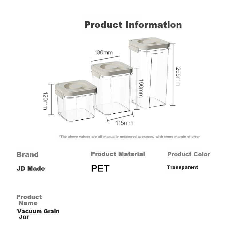 Jingzao Airtight Food Storage Containers, Press-Seal Vacuum Seals for Grains, Ki...