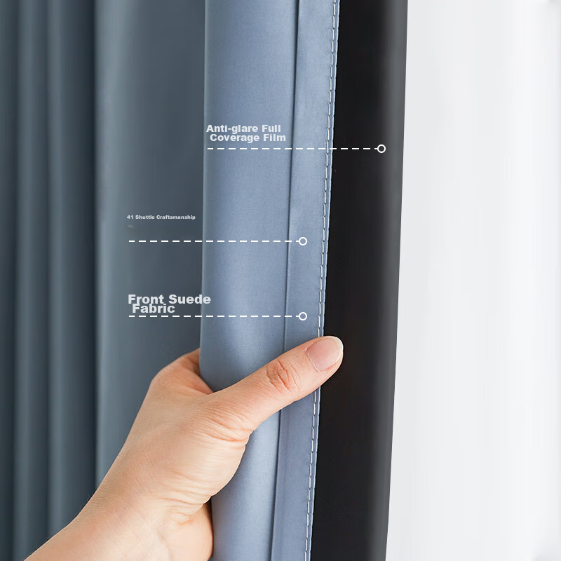 Jingzao Vinyl Light Blue Curtains, 99% Blackout Curtains, Bay Window Bedroom Sun...