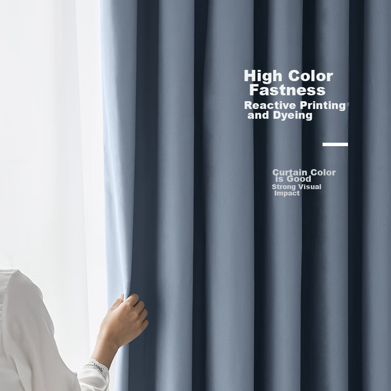 Jingzao Vinyl Light Blue Curtains, 99% Blackout Curtains, Bay Window Bedroom Sun...