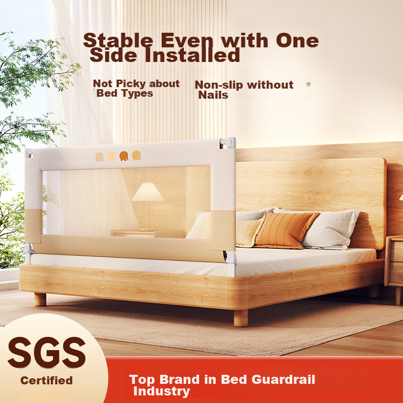 InnoTruth Baby Bed Guard Rail, Single-Sided Anti-Fall Barrier, Safety Bedside Ra...