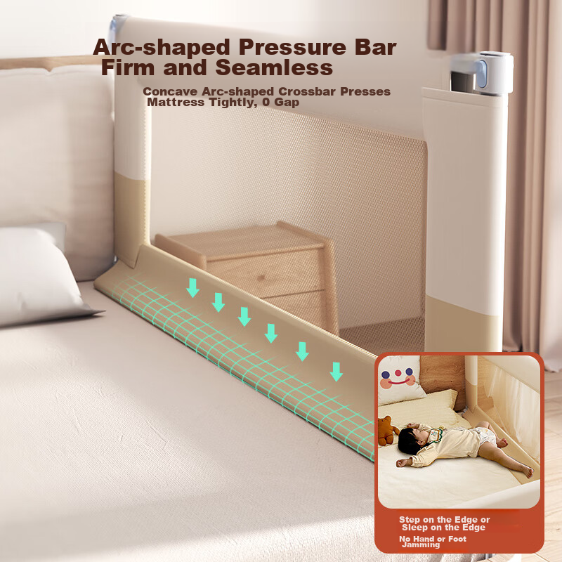 InnoTruth Baby Bed Guard Rail, Single-Sided Anti-Fall Barrier, Safety Bedside Ra...