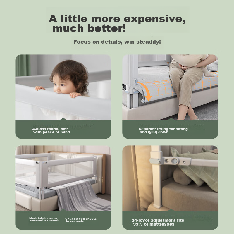 InnoTruth Baby Bed Guard Rail, Bedside Safety Barrier, Anti-Fall Protection for...