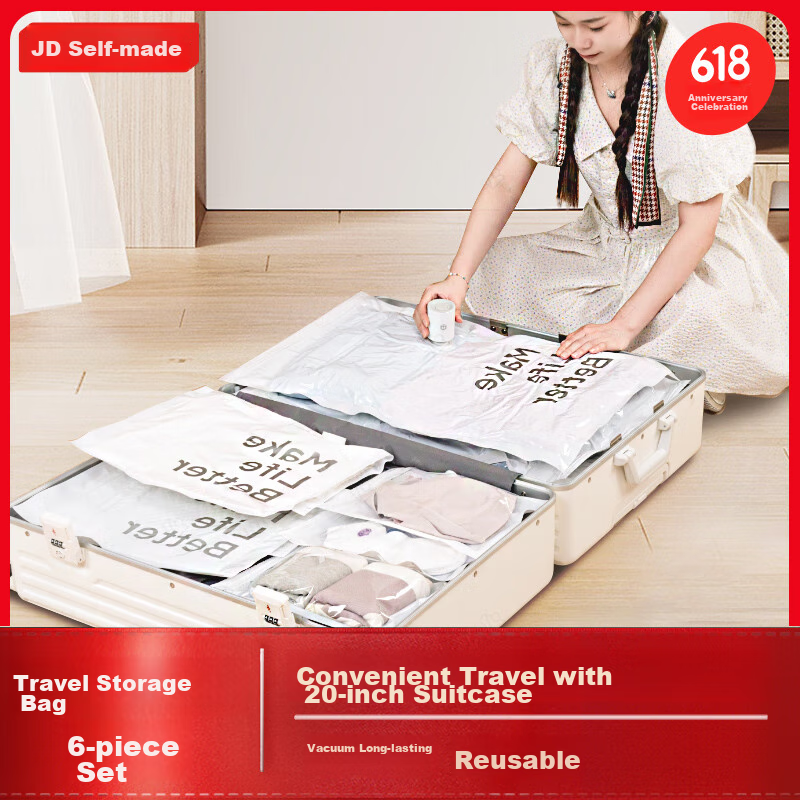 Jingzao Pilot Vacuum Storage Bags Travel Packing Compression Bags 6-Piece Set [W...